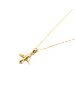 Real Gold Spark Jet Airplane Charm Necklace 0175 CWP 2028