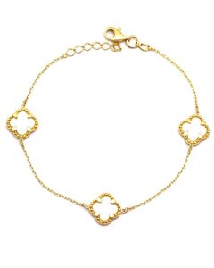 Real Gold 3 Clover Pearl White Bracelet (19 C.M) - Model GZJVN1792 BR1757