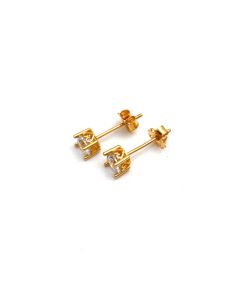 Real Gold Fine Heart Stone Stud Earrings Set - Model 0207 E1966