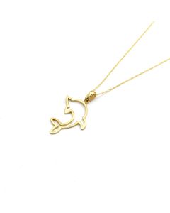 Real Gold Plain Dolphin Necklace - Model 0129 CWP 1965