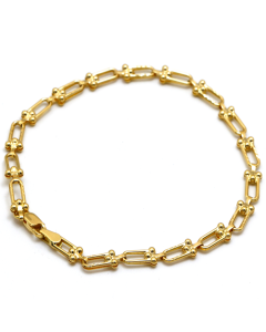 Real Gold GZTF Hardware Solid Textured Chain Bracelet 4725 (17 C.M) BR1637