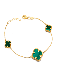 Real Gold 3 Clover Green Luxury Bracelet (19 C.M) - Model GZJVN1878 BR1756