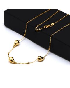 Real Gold 3 Teardrop Adjustable Size Necklace (40 + 5 = 45 C.M) 1679 N1489