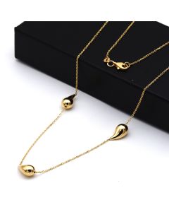 Real Gold 3 Teardrop Adjustable Size Necklace (40+5 = 45 C.M) 1677 N1540