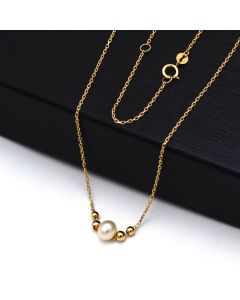 Real Gold Single Pearl Adjustable Size Necklace (45 cm) 2499 N1514