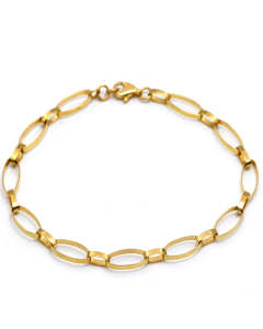 Real Gold Bigger Twisted Oval Link Chain Luxury Bracelet (17 CM) 2675 BR1590