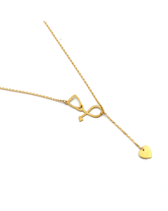 Real Gold Stethoscope With Dangler Heart Adjustable Size Necklace 7883 N1396