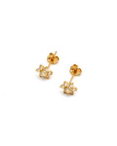 Real Gold Fine Stars Stone Stud Earrings Set - Model 0206 E1967