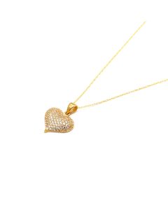 Real Gold Stones Engraved on Heart Necklace 0026 CWP 2020