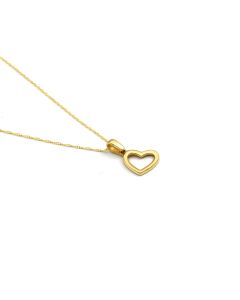 Real Gold Side Hook Heart Necklace - Model 0396 CWP 1987