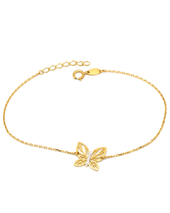 Real Gold 2 Color Plain Butterfly Adjustable Size Bracelet 1750 BR1635