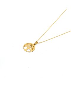 Real Gold Round Tree Necklace 0156 CWP 1935