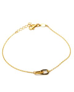 Real Gold 2 Paper Clip Adjustable Size Bracelet 9982 BR1605