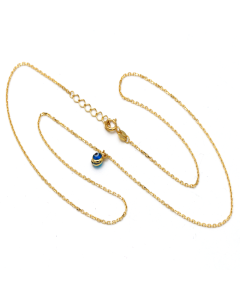 Real Gold Single Evil Eye Dangler Eye Adjustable Size Necklace 0135 N1402