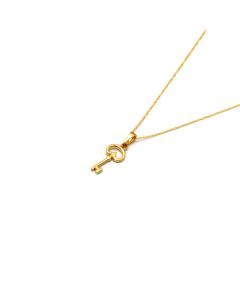 Real Gold Pendant with Oval Key and Heart Design - Model 0288 CWP 1946