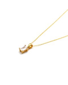Real Gold Rectangle Stone Necklace 0003 CWP 2023