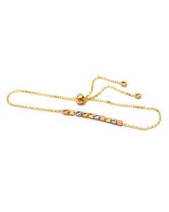 Real Gold Luxury 3-Color Beads Adjustable Chain Bracelet - Model 9815 BR1672