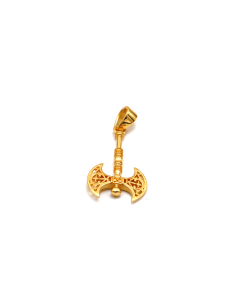 Real Gold Luxury Double-Sided AXE Pendant - Model 2034 P 1927