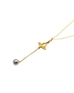 Real Gold 2 Color Dangler Ball with Flower Necklace 2481 CWP 1919