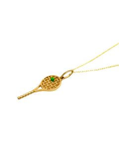Real Gold Green Ball Tennis Frame Necklace 2382 CWP 1918