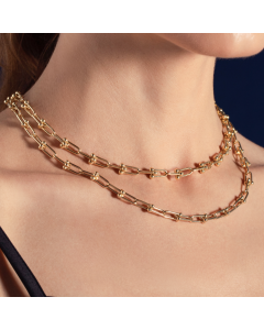 Real Gold GZTF Hardware With Real TF Lock Solid Chain Necklace 0372 (45 C.M) CH1146