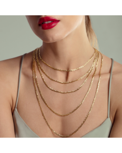 Real Gold Solid Figaro Men Chain Necklace 7908 (60 C.M) A CH1210