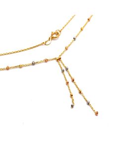 Real Gold 3 Color Textured Seed Ball 1.5 MM Necklace 0485 (40 C.M) N1523