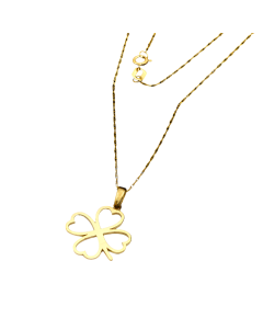 Real Gold 4 Heart Flower Necklace 0177 CWP 1752