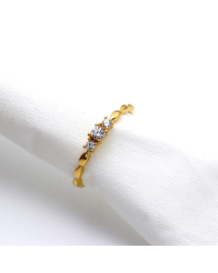 Real Gold 3 Stone Drop Ring 0534 (Size 9) R1913