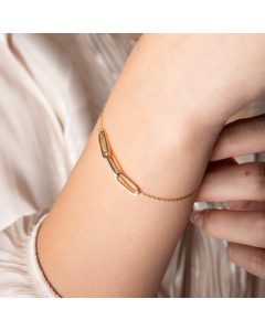 Real Gold 3 Paper Clip Adjustable Size Bracelet 9980 BR1603