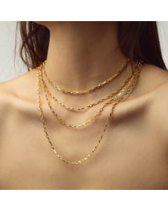 Real Gold 3 MM Thick Cable Link Chain Necklace Unisex 5662 (60 C.M) CH1237