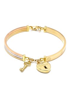 Real Gold 3 Color Key Lock Bangle GZJCT BLZ0377 (Size 15) BA1643