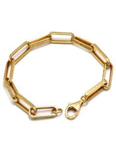 Real Gold Maze Hoop Paper Clip Bracelet CVB 0502-1BL (17 CM) BR1813