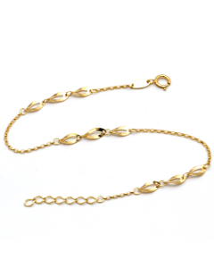 Real Gold Plain Oval Twisted Adjustable Size Bracelet 1893 BR1517