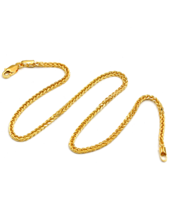 Real Gold Square Wheat 2 MM Bracelet 3421 (20 C.M) BR1581