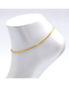 Real Gold Square Wheat 2 MM Anklet 3421 (25 C.M) A1329