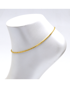 Real Gold Square Wheat 2 MM Anklet 3421 (26 C.M) A1353