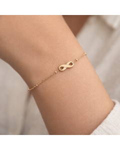 Real Gold Infinity with Beads 1.5 MM Adjustable Size Bracelet 0494 (19 C.M) BR1809