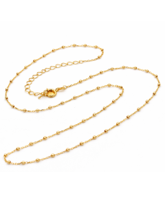 Real Gold 1 Color Beads Ball 1.5 MM Dangler Adjustable Size Necklace - Model 0477 N1521