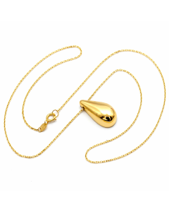 Real Gold Big One-Sided Teardrop Movable Hollow Necklace 1880 (45 C.M) N1525