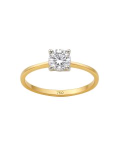 Real Gold 2 Color Luxury Solitaire Center Stone Ring 0254 (Size 8) R2497