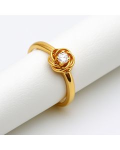Real Gold Flower Stone Ring 0425 (Size 10) R2126