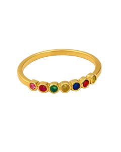 Real Gold Multi Color Stone Round Gold Ring CR 5603 (SIZE 4) R2317