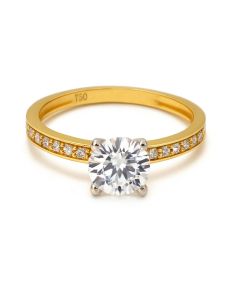 Real Gold 2 Color Luxury Solitaire Stone Ring 0233-Y (Size 8.5) R2469