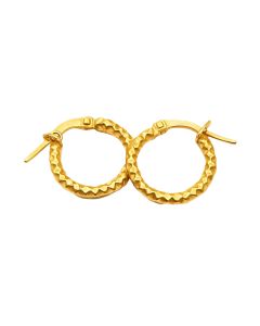 Real Gold Round Glittering Textured Clip Earring Set 6340 E1780