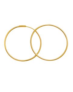 Real Gold Round Plain Loop Earrings Set (3.6 cm) - Model 0001/30/10M E1936
