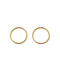 Real Gold Round Plain Loop Earrings Set (1.3 cm) - Model 0008/10/10M E1940