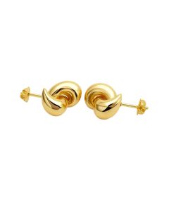 Real Gold Plain Double Teardrop Stud Earrings Set - Model 6898-28 E1933