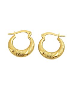Real Gold Twisted Moon Round Clip Earrings Set - Model 6395 E1931