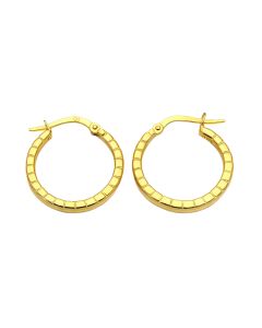 Real Gold Round 3D Lined Clip Earrings Set - Model 4956 E1912
